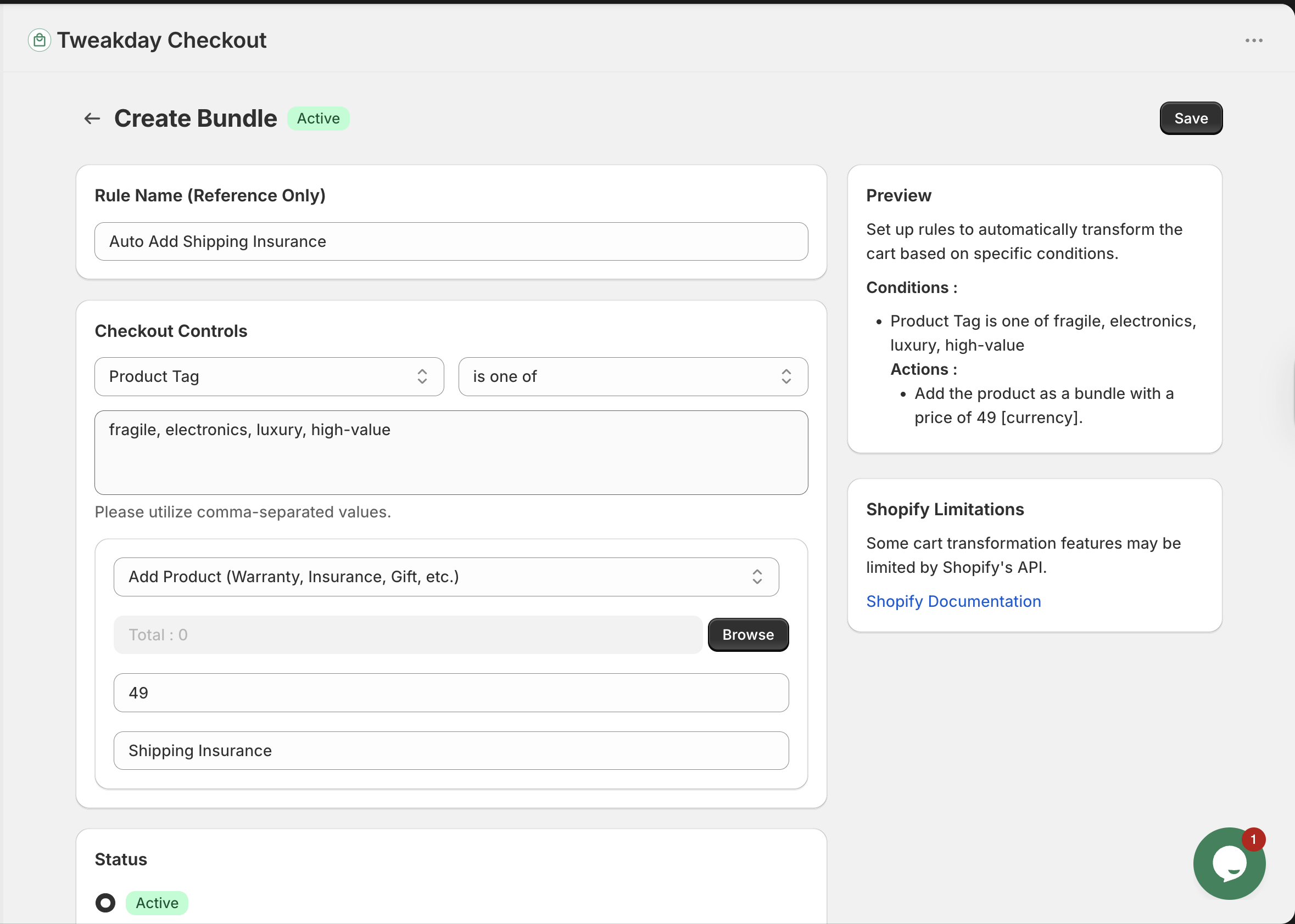 Create checkout add-on rules without code